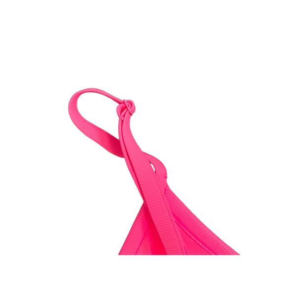 H&M Womens Size 10 Neon Hot Pink Triangle Bikini Bathing Swim Suit Top - Picture 4 of 5